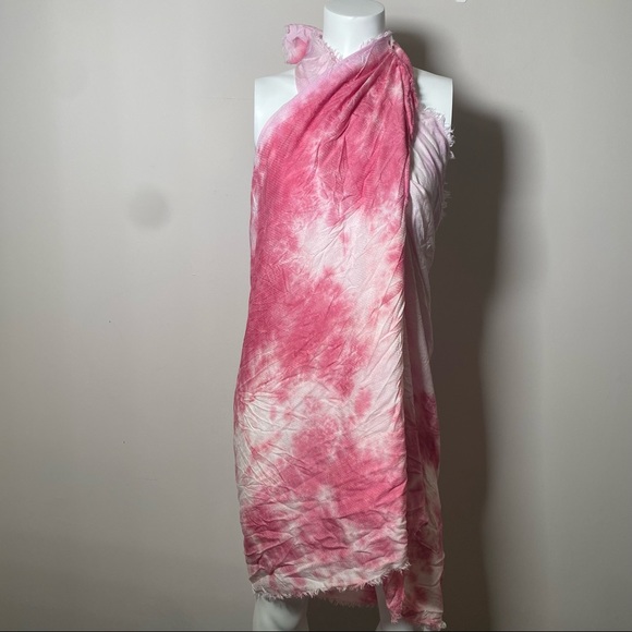 Tie dye pink Sarong beach cover up fringe scarf in pink tone NEW - Picture 3 of 5